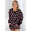 Pink Valentine Heart Shape Print Long Sleeve Top Shorts Lounge Set - 2 of 2