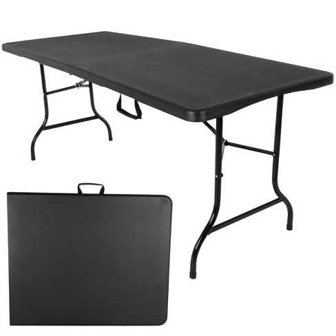 Office Star Resin Rectangle Center-Folding Portable Table for Picnics,  Camping, and Tailgating, 6 Feet