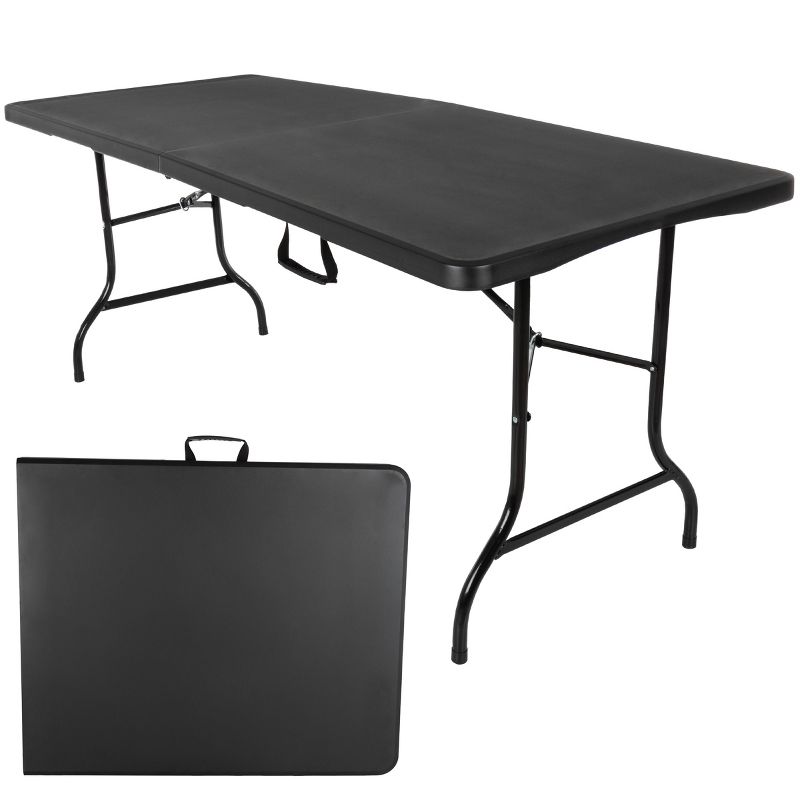 Hasting Home Adjustable Folding Table - Plastic Utility Tabletop, 1 of 9