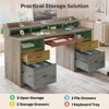 Bestier 59"Wood Executive Desk with Drawers, Computer Desk with Keyboard Tray,Home Office Desk with Charging Station&Monitor Stand&File Cabinet - 4 of 4