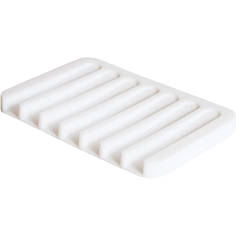 Juvale 6 Pack Silicone Soap Dish Holder for Bathroom and Kitchen Sink, White, 3.5 x 4.4 in, 4 of 6