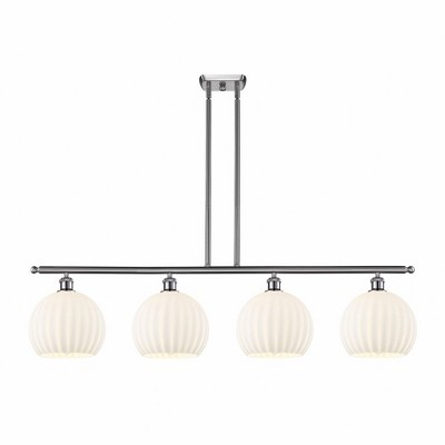 White Venetian - 4 Light Stem Hung Island In Modern Style-12.25 Inches Tall and 48.25 Inches Wide