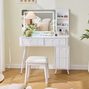 APRILSOUL Modern Makeup Vanity Desk with LED Lights & Mirror - 1 of 4
