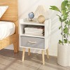 ChicFurnit Nightstands Wooden Bedside Table Night Stand with Drawer and Shelf Modern End Table for Bedroom Storage, White, 15.8"*11.8"*24.8" - 3 of 4