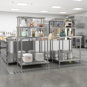 Acekool Stainless Steel Work Table with Backsplash & Wheels, Adjustable Under Shelf, 12x30/36/48in, for Kitchen, Restaurant, Laundry - 1 of 4