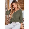 Women's V-Neck Long Sleeve Top Loose Fit Casual Shirt with Pocket Soft Breathable Fabric Comfortable Daily Wear Blouse - 3 of 4