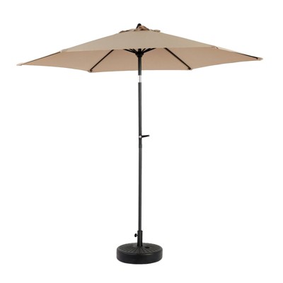 VisioGear Patio Umbrellas, Outdoor Umbrella with Push Button Tilt and Crank, Market Umbrella with 6 Ribs, Beige, 103.94"*98.43"*103.94"