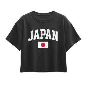 Girls' - Instant Message - Japan Flag Short Sleeve Boxy Graphic T-Shirt - 1 of 4