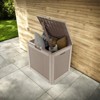 VisioGear Deck Boxes, 30 Gal Outdoor Storage Deck Box, Small Patio Storage Bin for Garden Tools, Brown, 22.09"*17.09"*20.87" - 2 of 4
