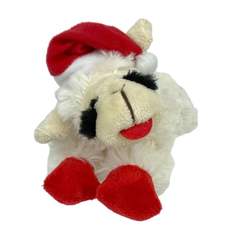 Multipet 6&#34; Christmas Lamb Chop with Santa Hat Dog Toy, 1 of 6