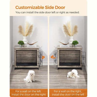 Greige Medium Particleboard and Steel Dog Crate End Table