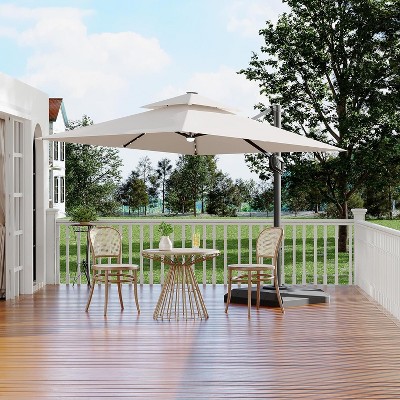 10FT Solar Cantilever Patio Umbrella – 360° Rotation, Windproof Base Included & UPF50+ UV Protection (Rectangular)