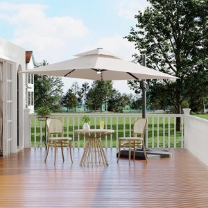 10FT Solar Cantilever Patio Umbrella – 360° Rotation, Windproof Base Included & UPF50+ UV Protection (Rectangular) - 1 of 4