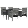 vidaXL Patio Dining Set Outdoor Dining Set Table and Chair Set for Garden - Gray and Black 63" Table Length 5 Piece with Cushions - 3 of 4