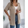 Lightweight Crochet Cardigan for Women Short Sleeve Duster Boho Open Front Knitted Cardigan - 3 of 4