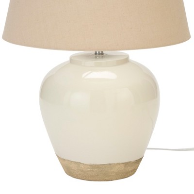 Nourison 20" White and Tan Ceramic Pot Table Lamp