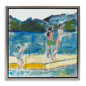 Stupell Industries Kids on Swimming Dock Abstract, 18" x 18" - 1 of 4