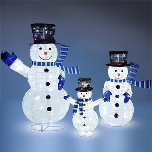 Joyfy Christmas Lights Outdoor, 3 Pcs 3D Collapsible Snowman Yard Lights, Garden Outdoor Christmas Decorations, Eve Night Decor, Blue - 1 of 4