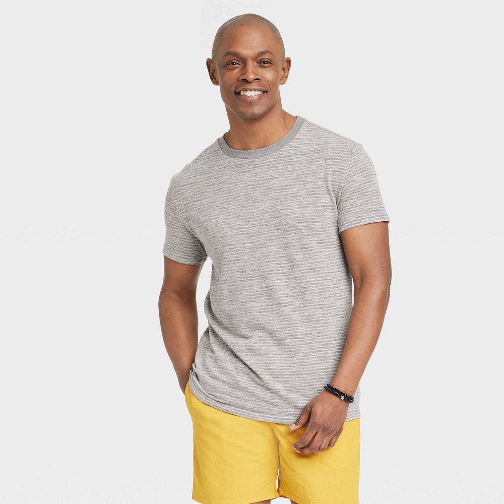 Men's Short Sleeve Crewneck T-Shirt - Goodfellow & Co™ Heathered Gray/Striped XXL -  87716216