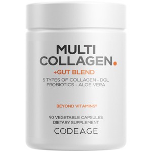 Codeage Multi Collagen Peptides Capsules + Gut Health Blend & Digestion Probiotics - 90ct - 1 of 4
