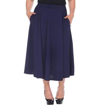 Women's Plus Size Tasmin Flare Midi Skirts Royal Blue 1x - White Mark ...