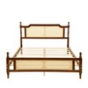 Whisen Queen Size Pine Wood Bed with Rattan Headboard - Central Support Platform & Underbed Storage, Vintage Design - 4 of 4