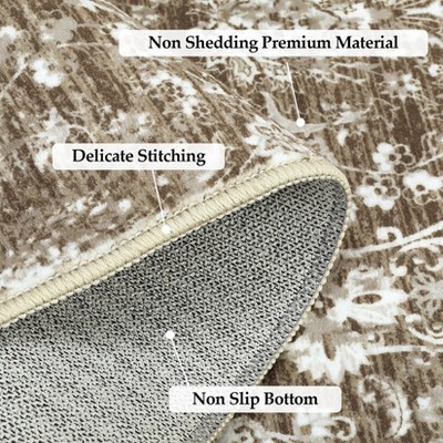 Large Washable Area Rug Non-Slip Non-Shedding Faux Wool Vintage Rug for Living Room, Farmhouse, Dining Room, Indoor