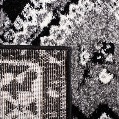 Round Black Synthetic Non-slip Stain-resistant Rug, 47"