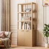 Bookshelf and Bookcase with Door Floor Standing 5-Tier Shelf Display Storage Shelves Tall Bookcases for Home Office Living Room - 3 of 4