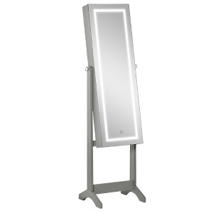 HOMCOM Floor Standing Jewelry Cabinet with LED Light, Lockable Jewelry Organizer with Full-Length Mirror, and 4 Adjustable Angles - 1 of 4
