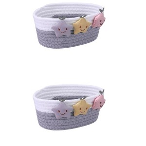 REGALWOVEN Woven Cotton Rope Storage Basket Star Decor for Living Room 2 Pcs - 1 of 4