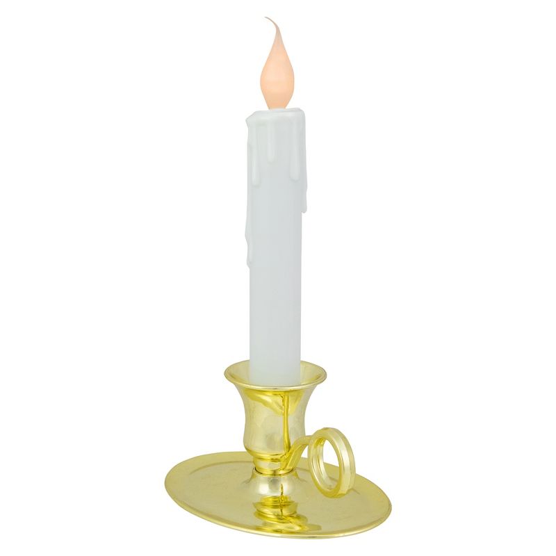 Northlight 8" Pre-Lit LED White Lighted Christmas Candle Lamp with Oval Handle Base, 3 of 6