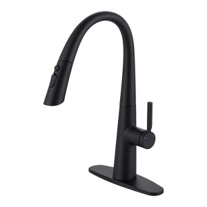 WOWOW 17.7 in. Single Handle Pull Down Sprayer Kitchen Faucet with 360° Swivel Spout - 1 of 4