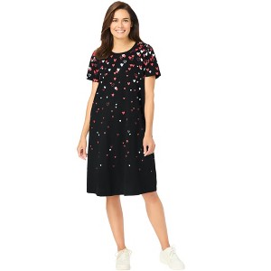 Woman Within Perfect Short-Sleeve Crewneck Tee Dress - 1 of 4