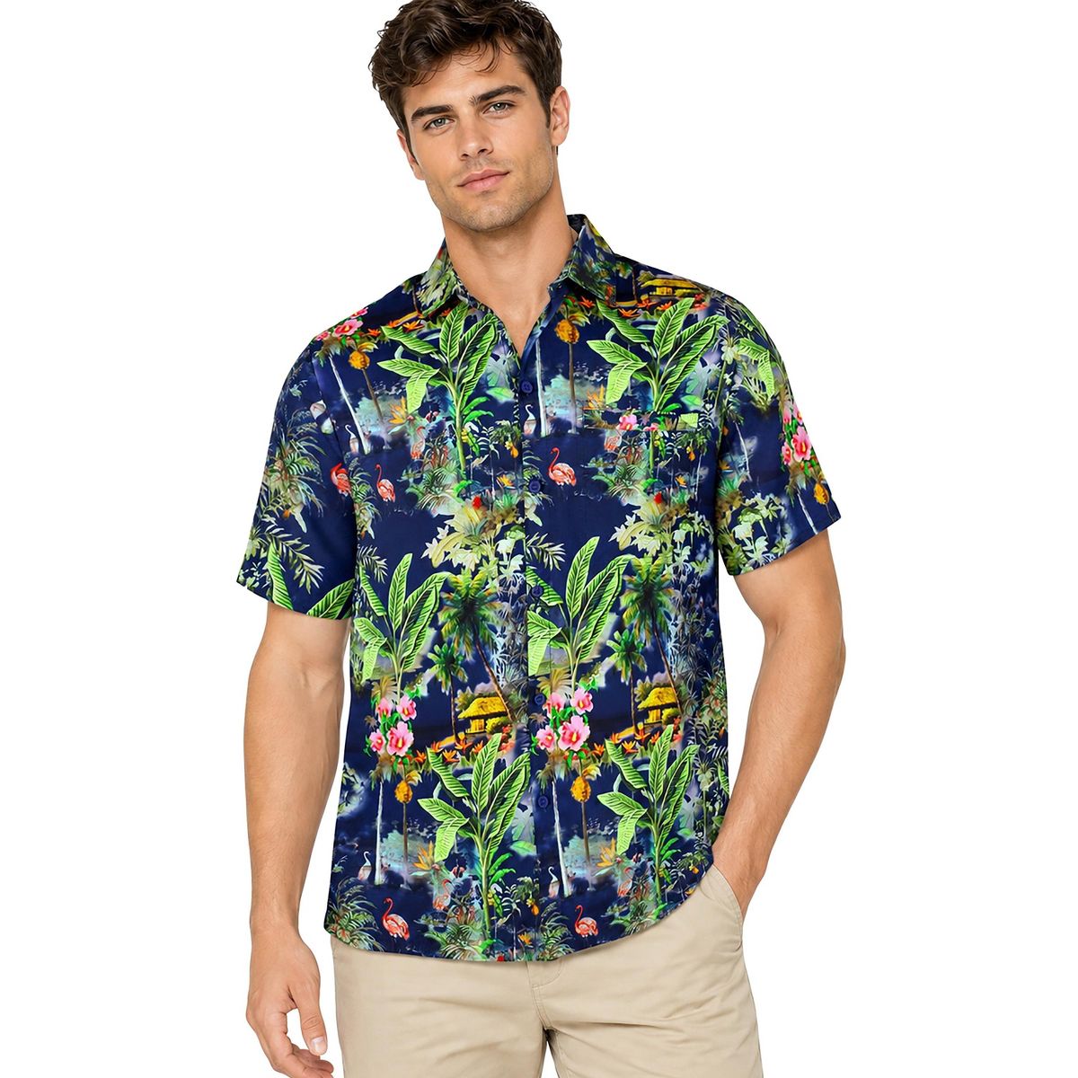 HAPPY BAY Men's Hawaiian Short Sleeve Button Down Shirt Mens Party Shirts Casual Holiday Summer Tropical Island Shirts for Men 5XL Blue,Landscape