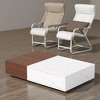 Mshliw Rectangular Coffee Table with Storage Shelf and Marble Finish, Two-Tone Patchwork Cocktail Table for Living Room, Dining Table, Sofa Table - 3 of 4