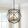 PAKOKULA Industrial 4-Light Black and Gold Modern Geometric Metal Cage Chandelier - 2 of 4
