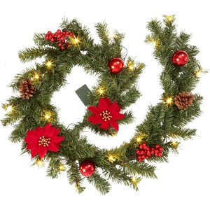 Christmas Garland for Mantle,6Ft Battery Operated Prelit Garland Christmas Decorations with 20 LED Lights - 1 of 4
