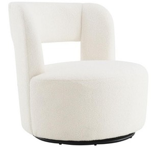 NicBex Teddy Round Swivel Accent Chair,Upholstered Swivel Living Room Chair with Curved Back,Cozy Armless Chair,Accent Chairs for Living Room,Cream - 1 of 4
