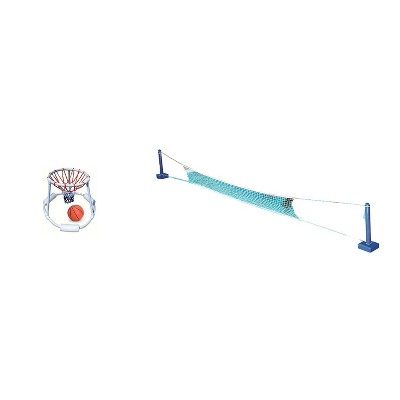 Swimline Cross Inground Swimming Pool Fun Volleyball & Basketball Game Water Set