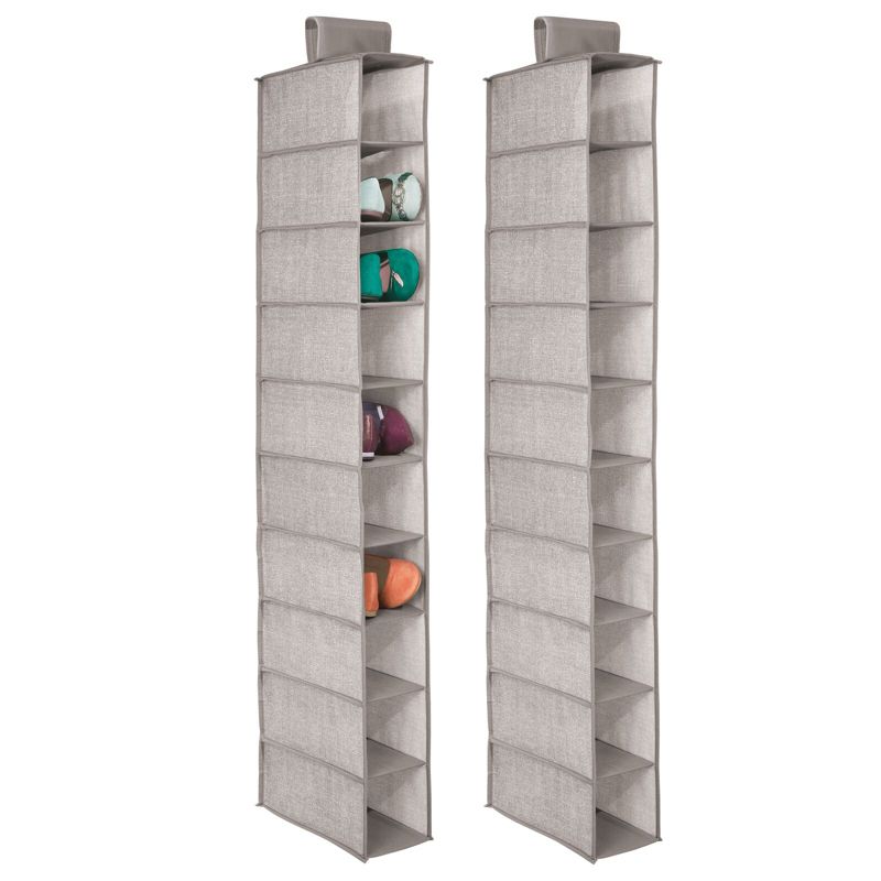 mDesign Soft 10 Shelf Fabric Closet Hanging Storage Unit, 2 Pack, 1 of 9