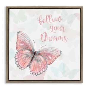 Stupell Industries Follow Your Dreams Pink Butterfly, 18" x 18" - 1 of 4
