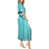 LA LEELA Women's House Daily Routine Evening Wear Vacation Holiday Casual Loungewear Oversize Caftan Maxi Boho Nightwear 2X-3X Blue, Tie Dye Design - 2 of 3