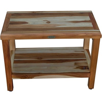 Eleganto 24" Earthy Teak Shower Bench with Storage Shelf