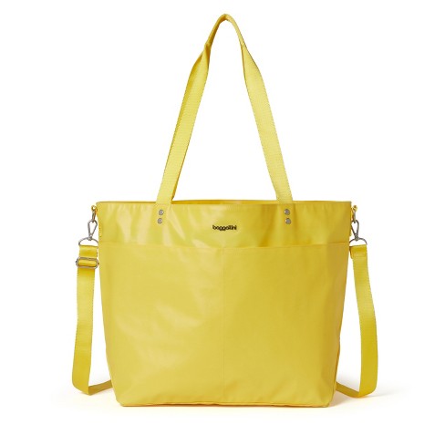 baggallini Laminated Carryall Tote Bag with Crossbody Straps SUNRISE YELLOW