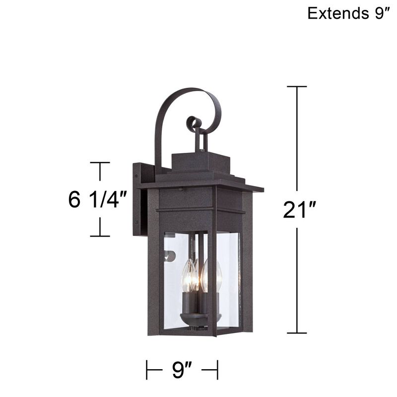 Franklin Iron Works Bransford Mission Outdoor Wall Light Fixture Black Specked Gray 21" Clear Glass for Post Exterior Barn Deck House Porch Yard Patio, 4 of 7