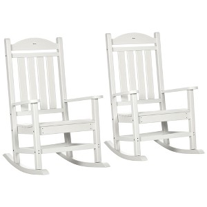 2PCs Outdoor Rocking Chair with Armrests, Fade-Resistant Waterproof HDPE for Indoor & Outdoor - 1 of 4