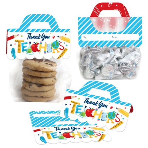 100pcs Thank You Patterned Gift Bag With Plastic Handle, Plastic Gift Bag