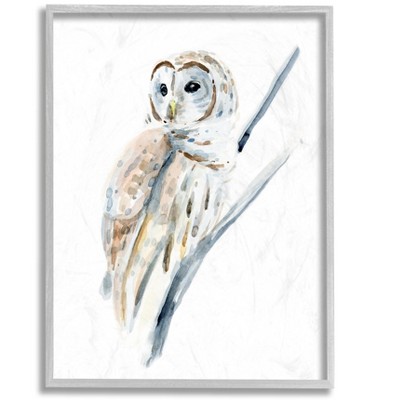 Stupell Industries Soft Arctic Owl Perched on Minimal Branch