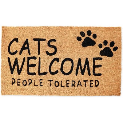 Juvale Cats Welcome People Tolerated Doormat (Coconut Coir)